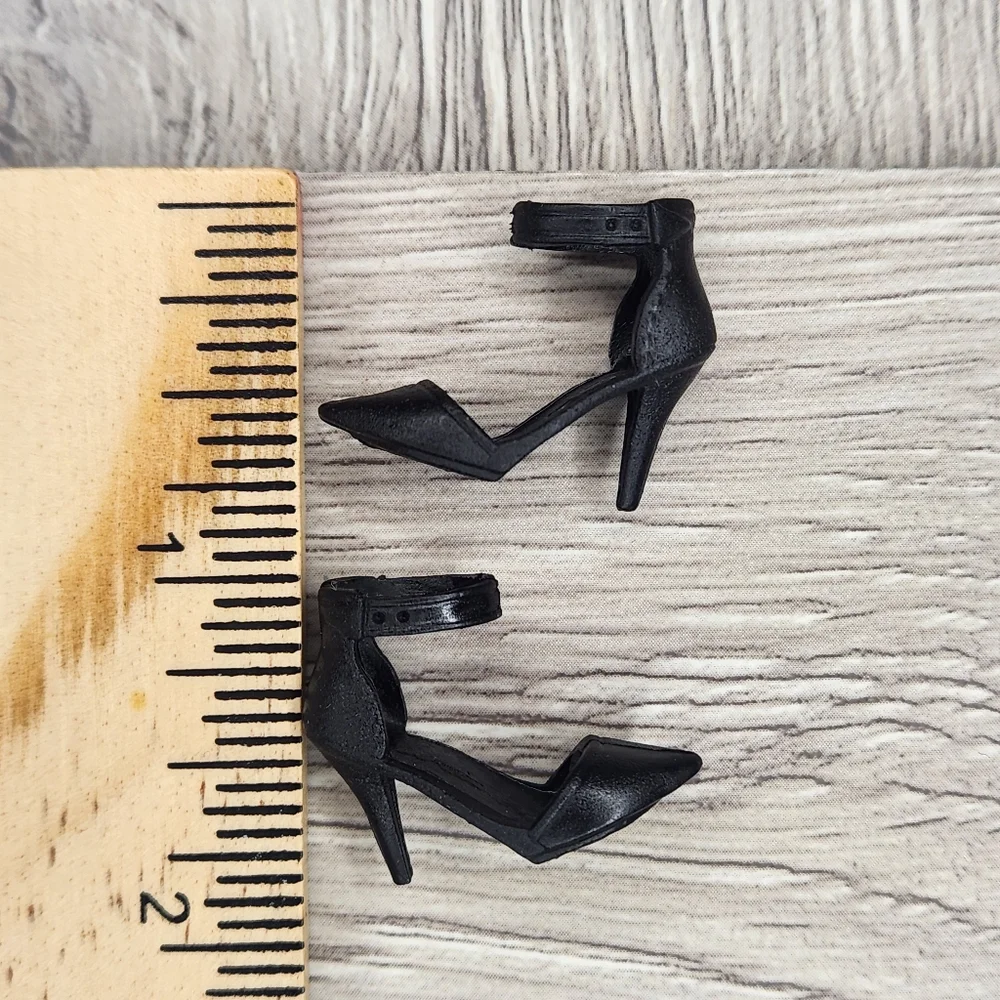 Barbie Shoes Black Strappy High Heels